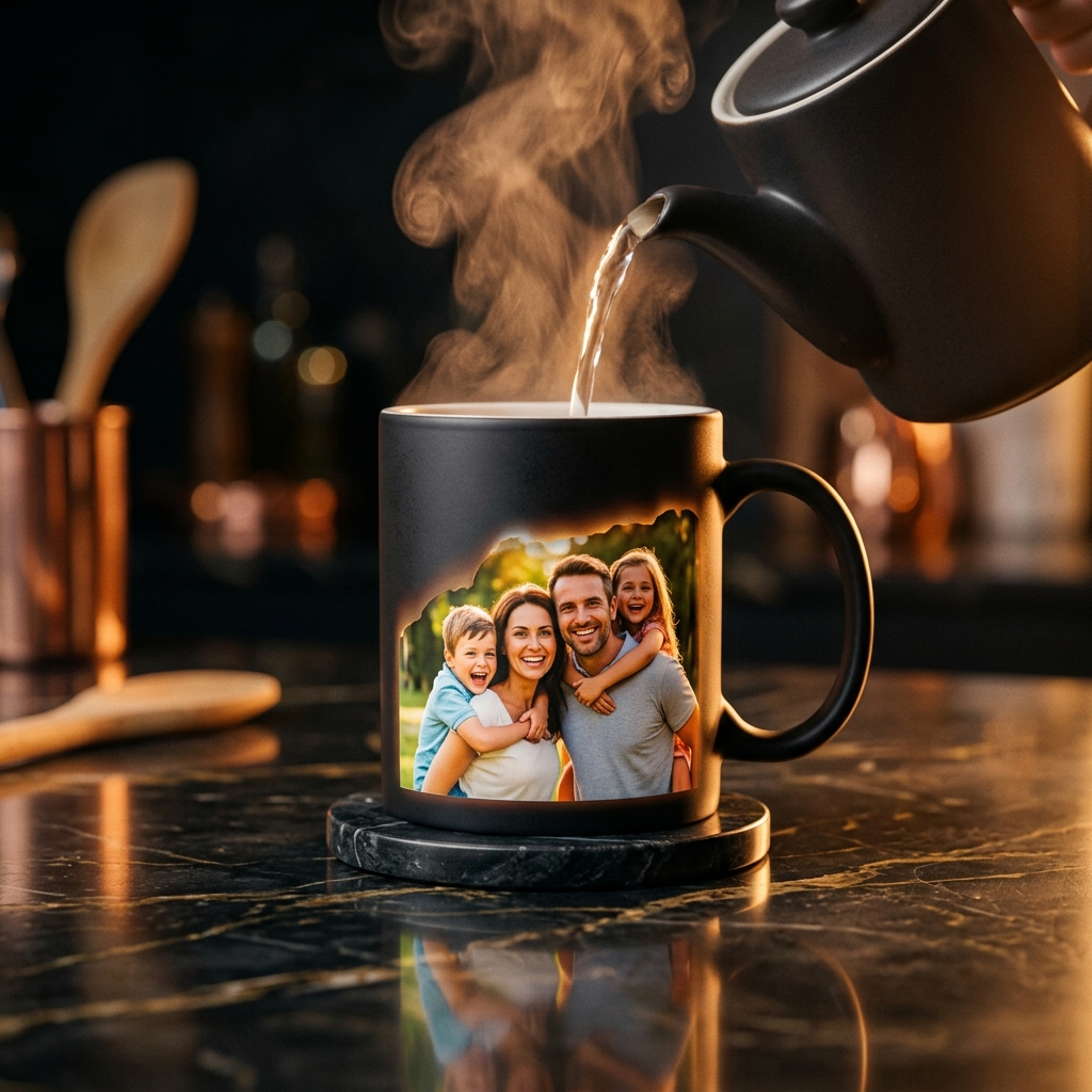 Magic color changing mug heat reveal